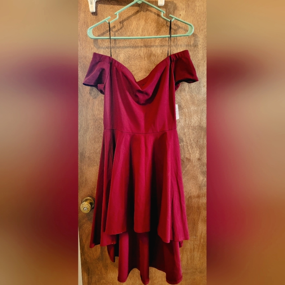 Windsor wine off the shoulder high low dress NWT Size XL